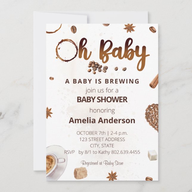 Invitation Baby est en train de brasser Oh Baby Baby shower c (Devant)