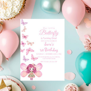 Invitation baby First 1st Birthday LItlle Butterfly Party