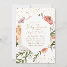 Invitation Baby Fleur Boho vintage Dans Baby shower Fleur Fle