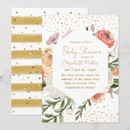 Invitation Baby Fleur Boho vintage Dans Baby shower Fleur Fle
