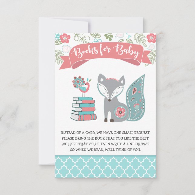 Invitation Baby Fox Livres pour Bébé Livre Demande Insérer (Devant)