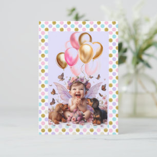 Invitation Baby Girl and Dachshunds First Birthday Party