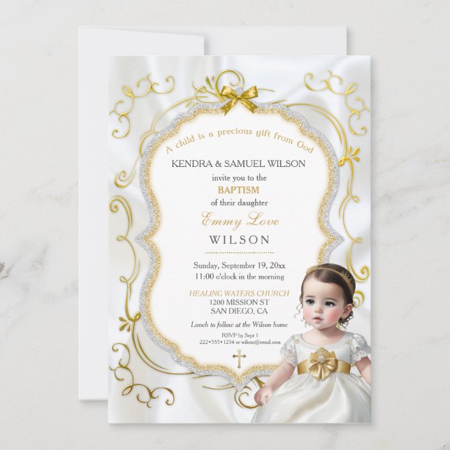 Invitation Baby Girl Baptême Communion Christening Bible (Devant)