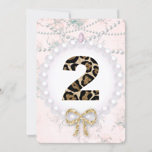 Invitation Baby Girl Birthday Showray Perles Leopard