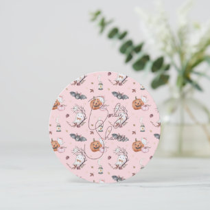 Invitation Baby Girl brasse le Baby shower d'Halloween rond