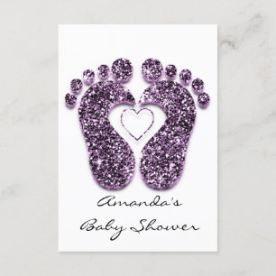 Invitation Baby Girl Douche Pieds Blanc Minimalisme Violet
