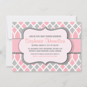Invitation Baby girl douche trellis mosaïque