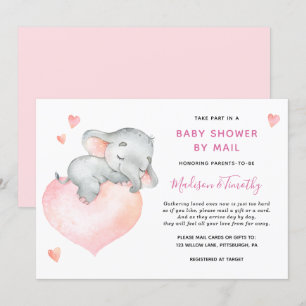 Invitation Baby Girl Elephant Baby shower Par Mail