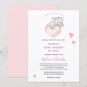 Invitation Baby Girl Elephant Baby shower Par Mail