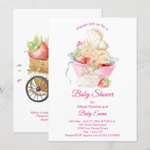 Invitation Baby Girl Fairy in Pink Teacup Baby shower  