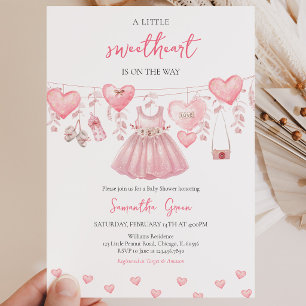 Invitation Baby Girl Fête de Naissance Saint Valentin