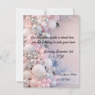 Invitation Baby Girl Fête Prénatale Thème Hiver Numérique