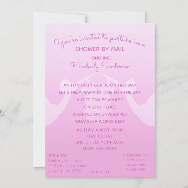 Invitation Baby Girl Longue distance Douche par Mail Invitati (Devant)