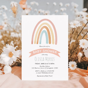 Invitation Baby Girl mignonne Boho rose Baby shower arc-en-ci