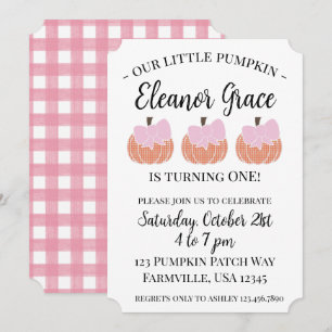 Invitation Baby Girl Notre petit Citrouille Premier anniversa