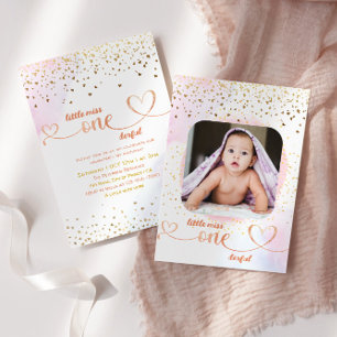 Invitation Baby Girl Photo Little Miss Onederful Birthday