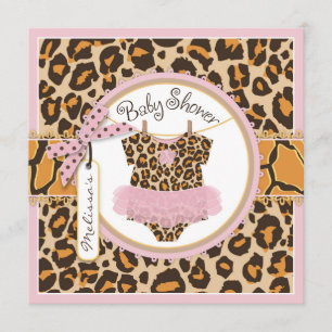 Invitation Baby Girl Pink Tutu Cheetah Imprimer Baby shower