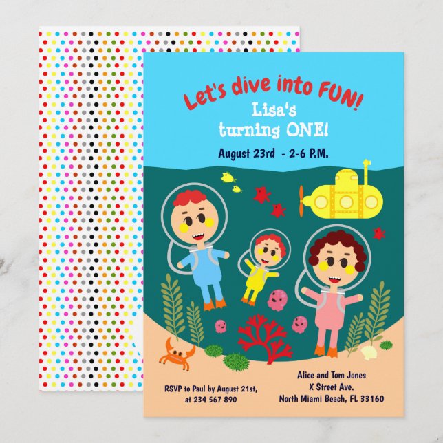 Invitation Baby girl premier anniversaire de fête d'été invit (Devant / Derrière)