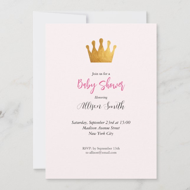Invitation Baby Girl Rose Fairy Castle Princess Baby shower (Dos)