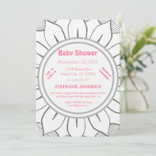 Invitation Baby Girl rose Magenta Baby shower floral