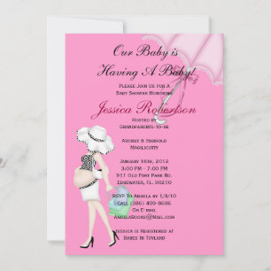 Invitation Baby Girl Shower, adorable parapluie de bébés avec