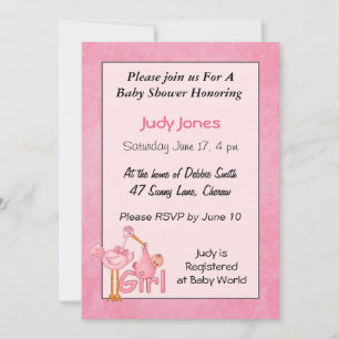 Invitation Baby Girl Stork Show