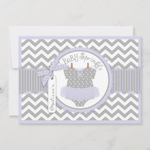 Invitation Baby Girl Tutu Chevron Print Baby Shower
