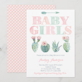 Invitation Baby Girls Twins Douche ou Sprinkle thème Cactus
