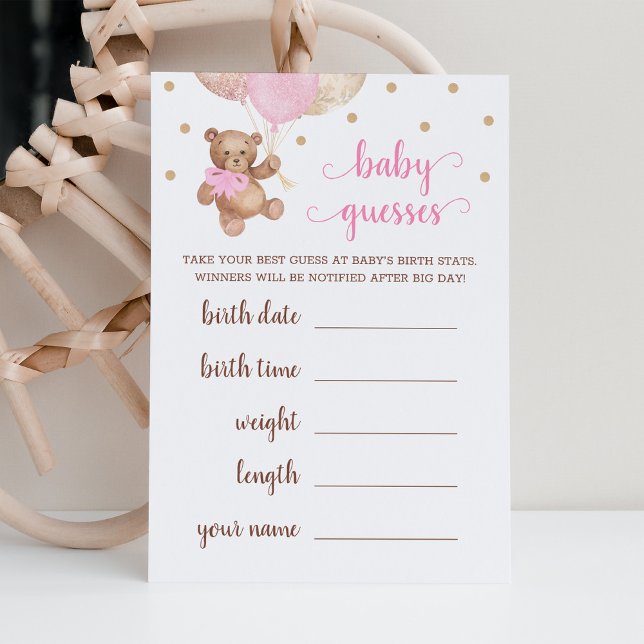 Invitation Baby Guesses Jeu Baby shower Teddy Bear (Créateur téléchargé)