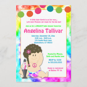 Invitation Baby Hippie 60s les années 70 Baby shower Super (F