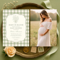 Baby in Bloom à carreaux Photo Baby Shower