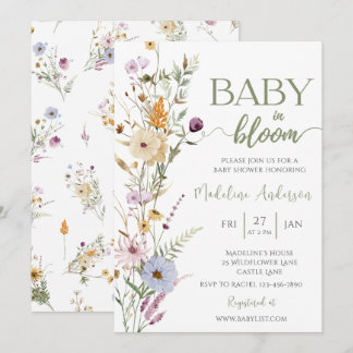 Invitation Baby in Bloom Baby-Shower Fleur Sauvage