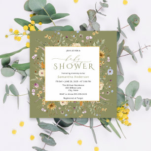 Invitation Baby in Bloom Baby shower Fleur sauvage