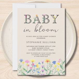 Invitation Baby in Bloom Baby shower Fleur sauvage