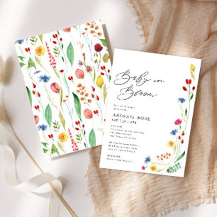 Invitation Baby in Bloom Baby shower frontière Fleur sauvage