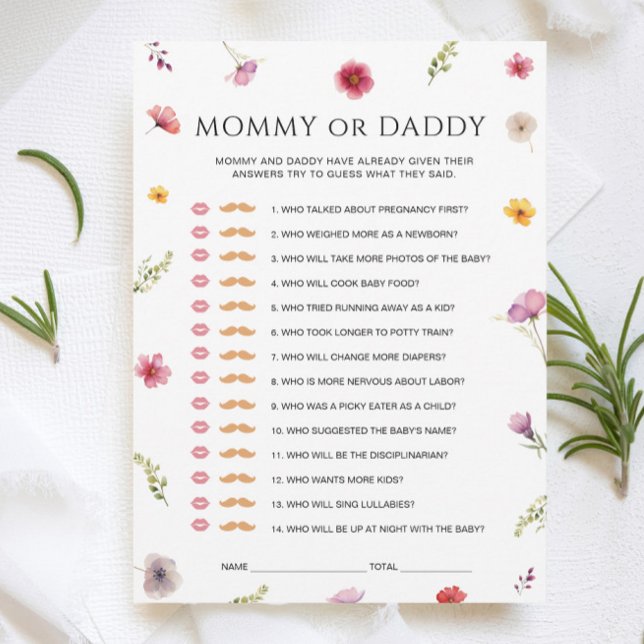 Invitation Baby in Bloom Baby shower maman ou papa Game Card (Créateur téléchargé)