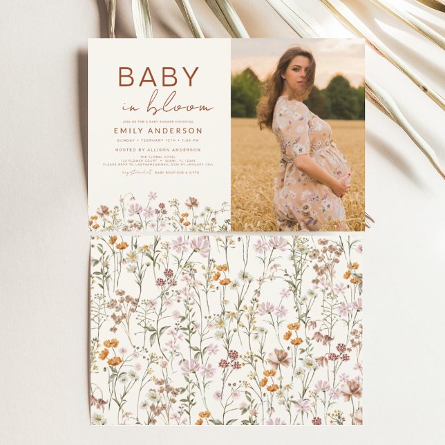 Invitation Baby in Bloom Baby shower photo Jardin (Créateur téléchargé)