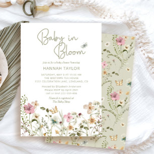 Invitation Baby in Bloom Boho Baby shower Fleur sauvage