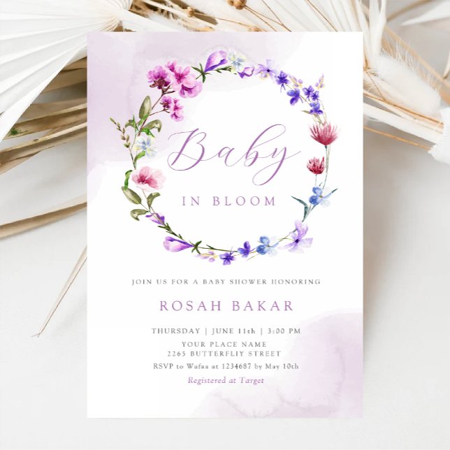 Invitation Baby in Bloom Boho Fleur sauvage Baby shower flora (Créateur téléchargé)