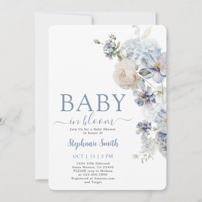 Invitation Baby in Bloom Boy Baby shower (Devant)