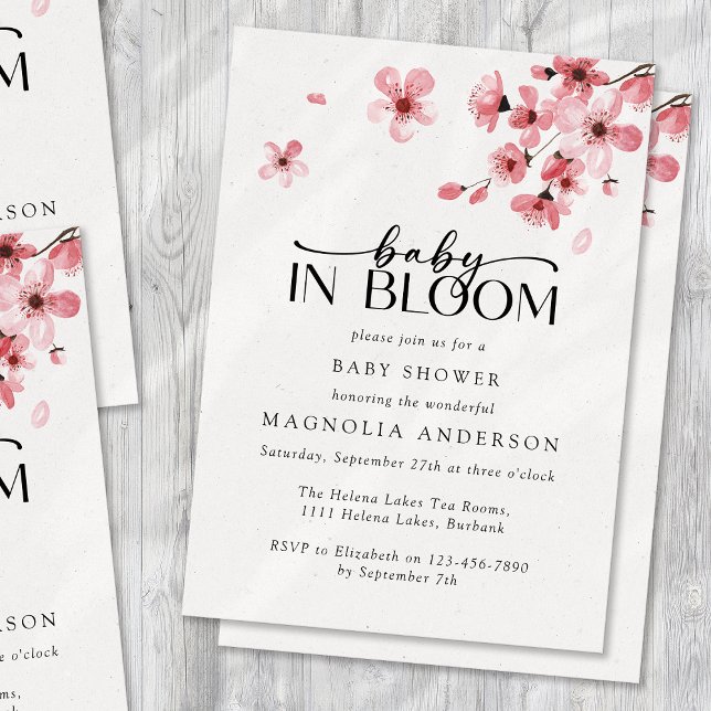 Invitation Baby in Bloom Cherry Blossom Baby shower (Créateur téléchargé)