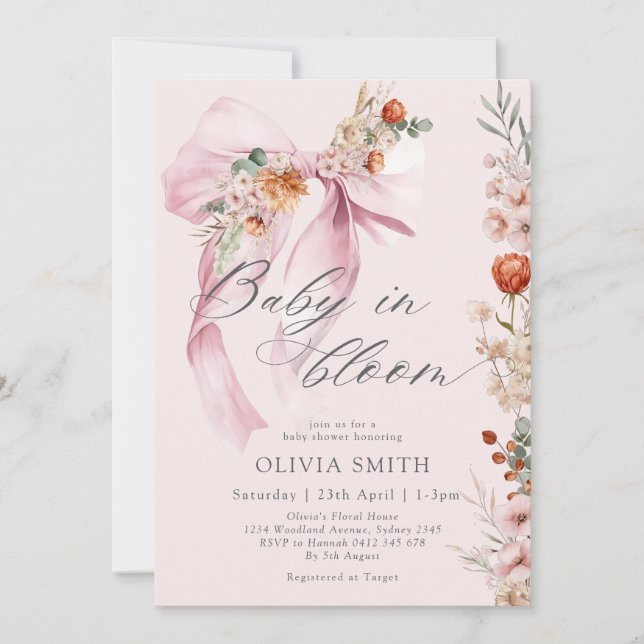 Invitation Baby in Bloom Fall Garden Baby shower (Devant)