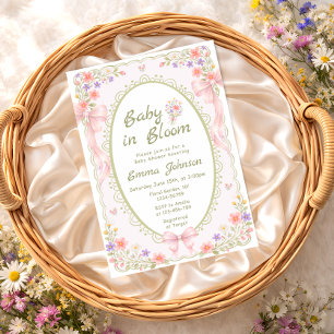 Invitation Baby in Bloom Fleur de Bow Girl Baby Shower