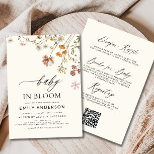 Invitation Baby In Bloom Fleur sauvage All in One Baby shower