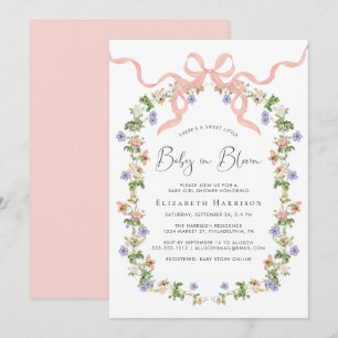 Invitation Baby In Bloom Fleur sauvage Baby Girl Douche