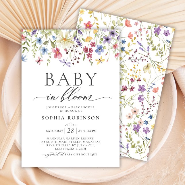 Invitation Baby in Bloom Fleur sauvage Baby shower Boho (Créateur téléchargé)