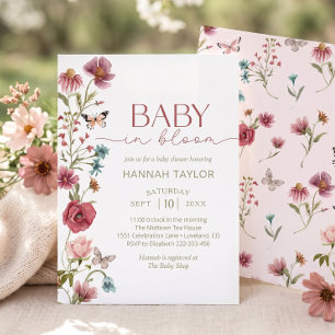 Invitation Baby in Bloom Fleur sauvage Baby shower fille