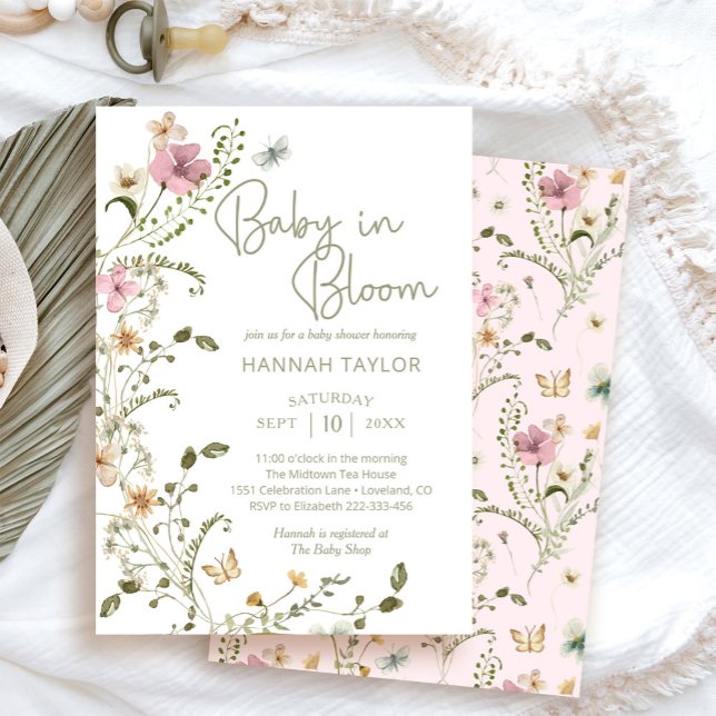 Invitation Baby in Bloom Fleur sauvage Baby shower fille (Créateur téléchargé)