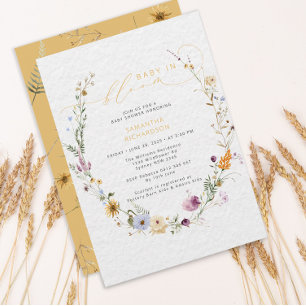 Invitation Baby in Bloom Fleur sauvage Baby shower rustique