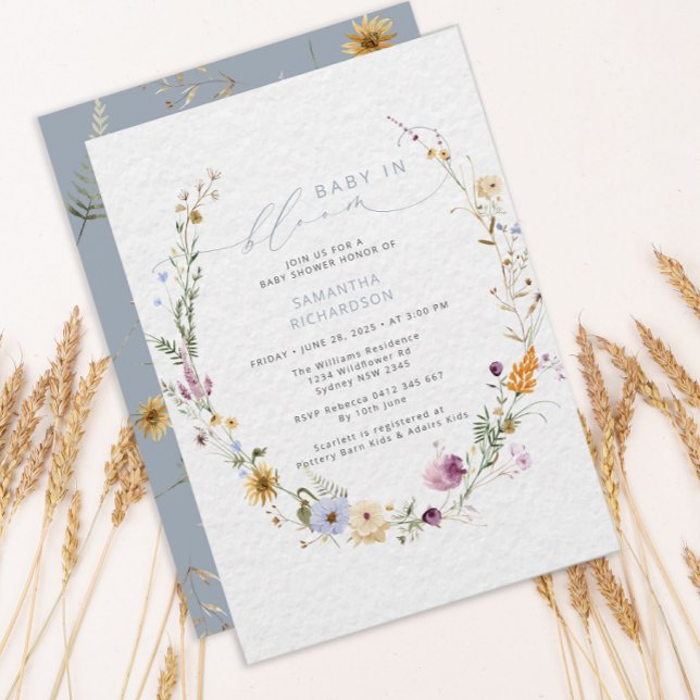 Invitation Baby in Bloom Fleur sauvage Baby shower rustique (Créateur téléchargé)